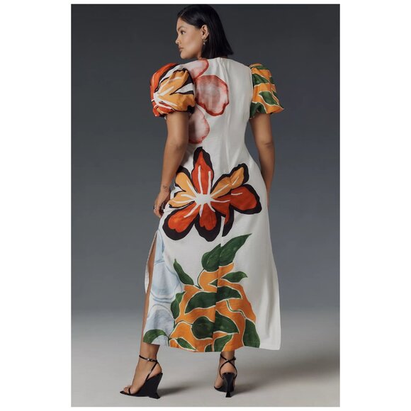 ANTHROPOLOGIE | Floral Puff-Sleeve A-Line Maxi Dress | NWT - Picture 6 of 16